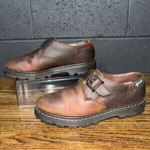 Vintage Eastland Monk Strap Shoes Brown Leather Lug Sole Made In USA Women’s 8.5